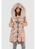 Зимняя парка Мех + енот розовая