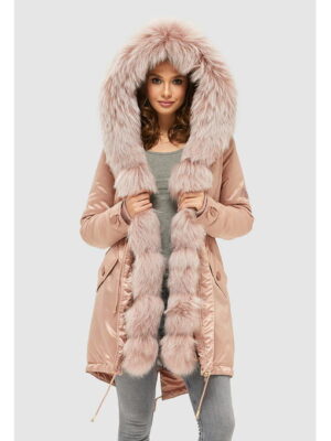 Зимняя парка Мех + енот розовая