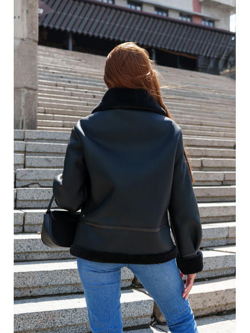 Зимняя дубленка черная — изображение 3