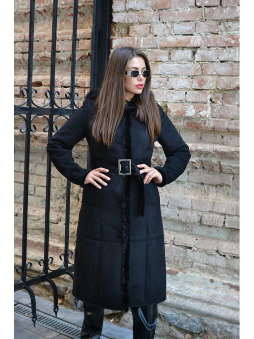 Зимняя дубленка черная — изображение 2