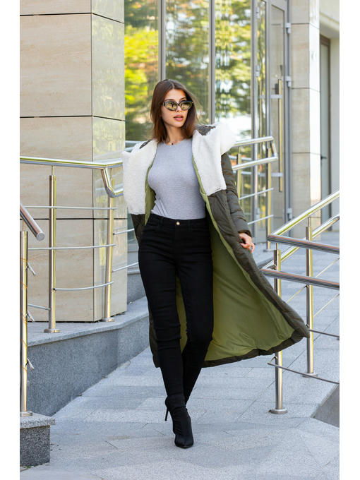 Зимнее пальто хаки — изображение 3