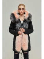Зимняя парка Мех черная + пудра