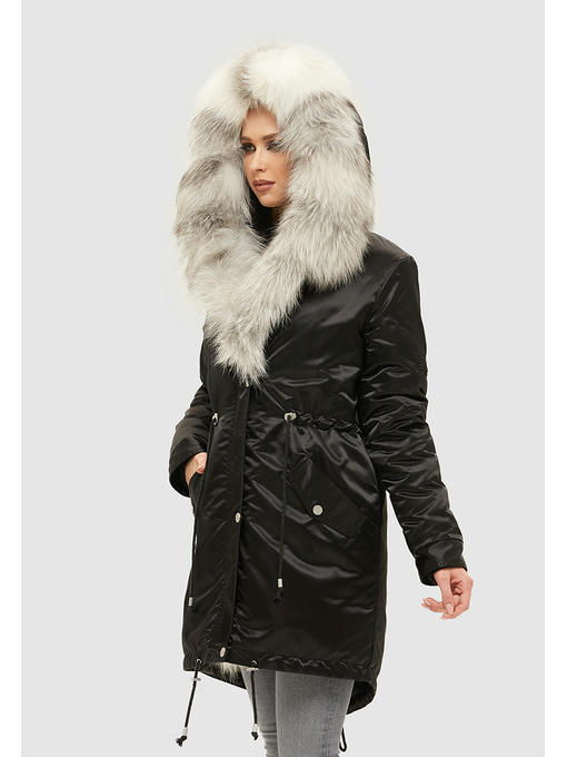 Зимняя парка черная + белая мех — изображение 7