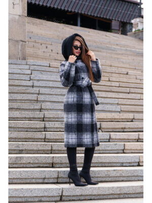 Зимнее пальто Мех серое