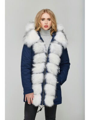 Зимняя парка Синяя + белая мех