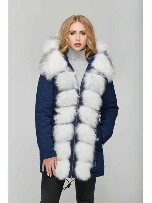 Зимняя парка Синяя + белая мех