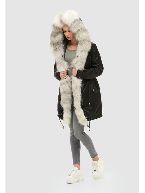 Зимняя парка черная + белая мех — изображение 2