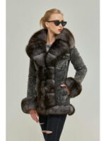 Зимняя джинсовая парка серая