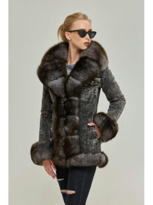 Зимняя джинсовая парка серая