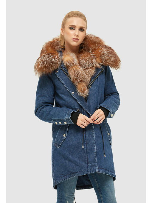 Зимняя джинсовая парка синяя — изображение 4