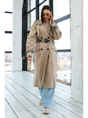 Демисезонный тренч бежевый + черный