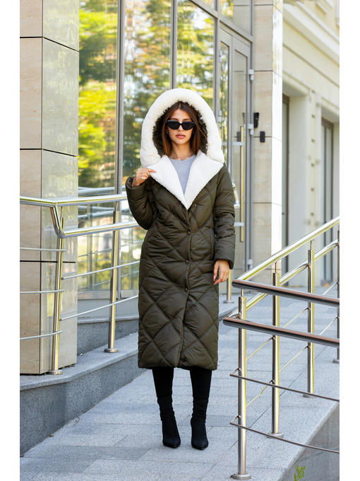 Зимнее пальто хаки — изображение 6