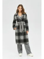 Демисезонное пальто серое клетка