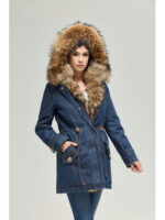 Зимняя джинсовая парка синий джинс