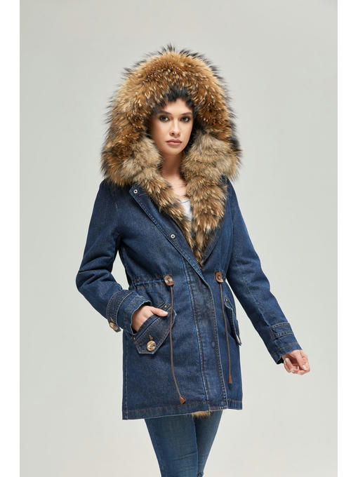 Зимняя джинсовая парка синий джинс