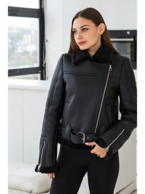 Дубленка черная + черная