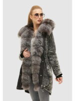 Зимняя джинсовая парка темно-серая