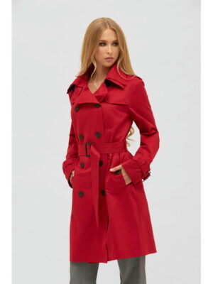 Демисезонный тренч красный
