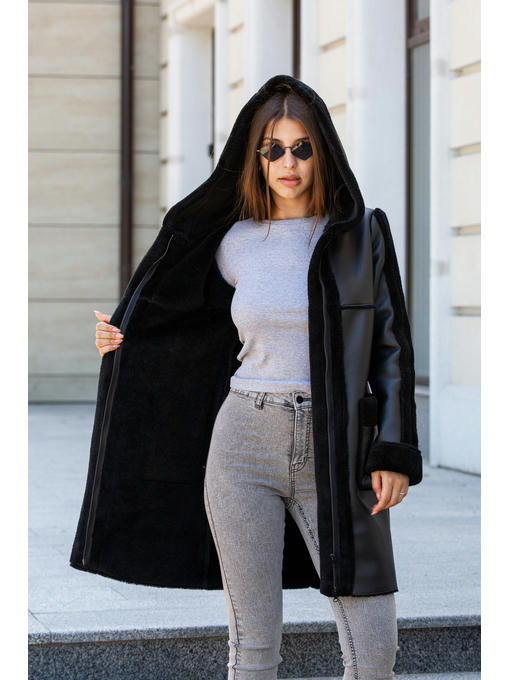 Зимняя Дубленка кап черная — изображение 6