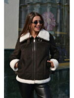 Зимняя дубленка шоколад