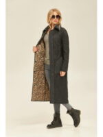 Демисезонный плащ черный + леопард