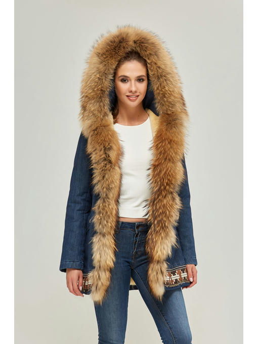 Зимняя джинсовая парка джинс + енот — изображение 5