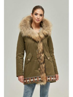 Зимняя джинсовая парка хаки