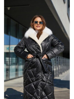 Зимний плащ черный