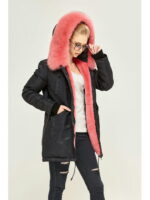 Зимняя парка черная + розовая
