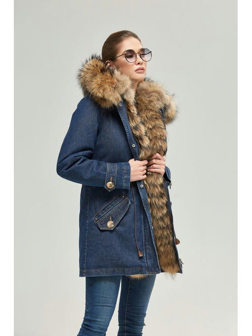 Зимняя джинсовая парка синий джинс — изображение 3