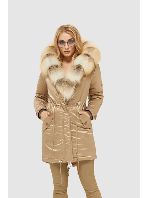 Зимняя парка Мех бежевая — изображение 2