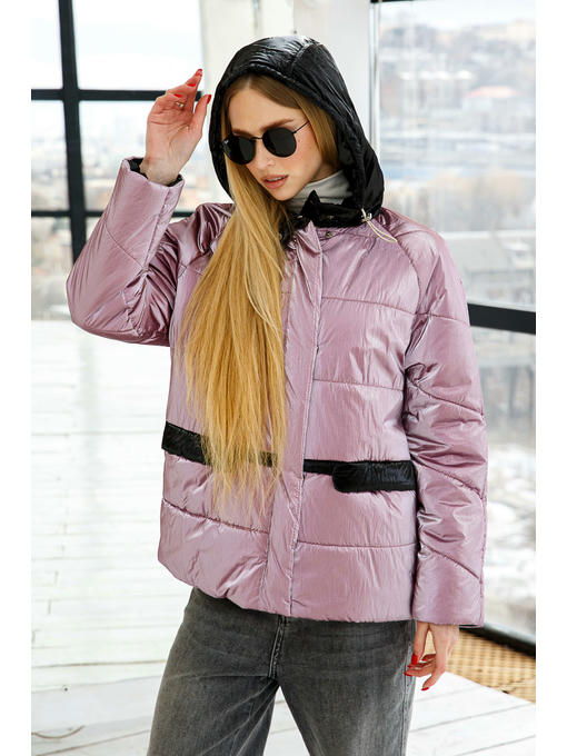 Демисезонная куртка розовая + черная — изображение 4