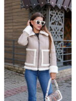 Дубленка бежевая