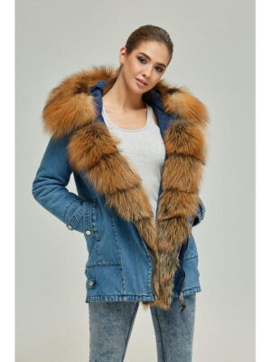 Зимняя джинсовая парка синий