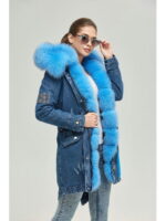 Зимняя джинсовая парка синий джинс