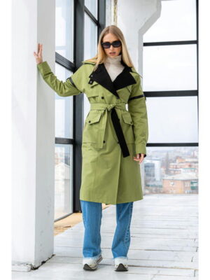 Демисезонный тренч оливка