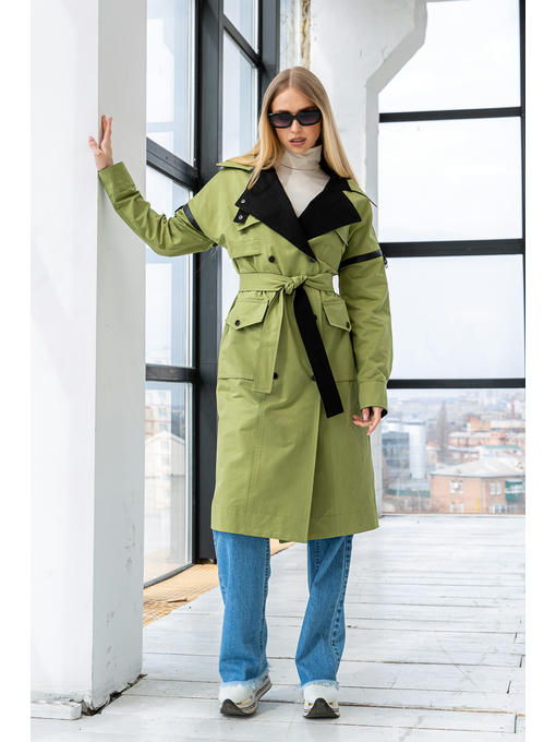 Демисезонный тренч оливка