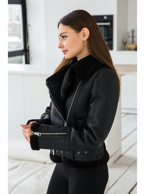 Дубленка черная + черная — изображение 2