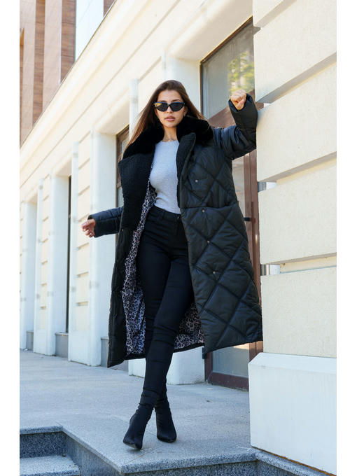 Зимнее пальто черное — изображение 5