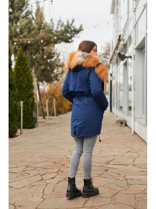 Зимняя парка Мех синяя — изображение 4