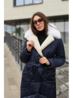 Пальто синее