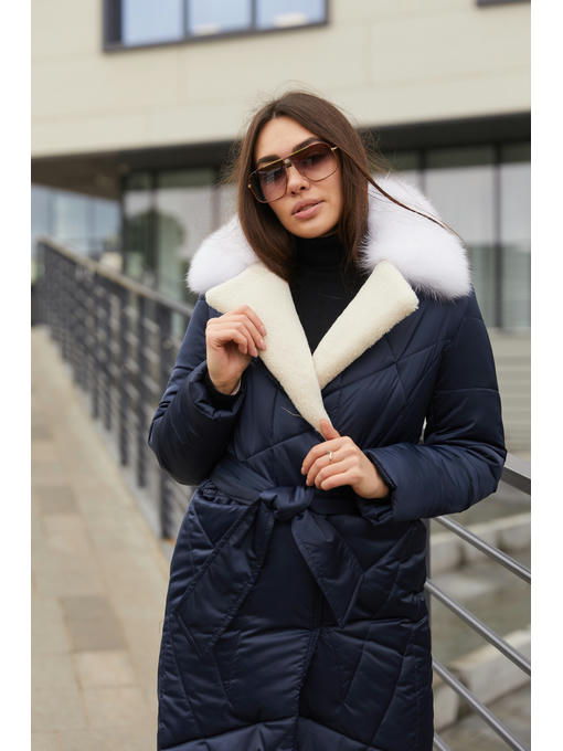 Пальто синее