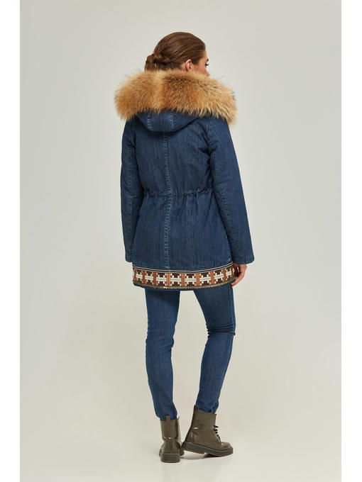 Зимняя джинсовая парка джинс + енот — изображение 2