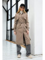 Демисезонный тренч коричневый