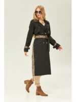 Демисезонный тренч черный + леопард