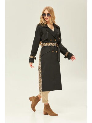 Демисезонный тренч черный + леопард