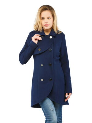 Демисезонное пальто синее