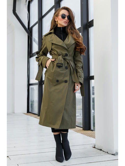 Демисезонный тренч хаки — изображение 5