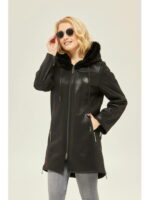 Зимняя дубленка черная