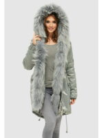 Зимняя парка Мех + енот бирюза